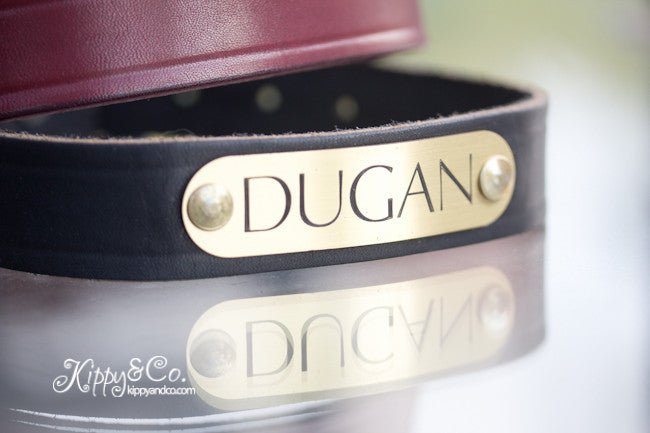 Personalized Leather Dog Collar With Engraved Name Plate