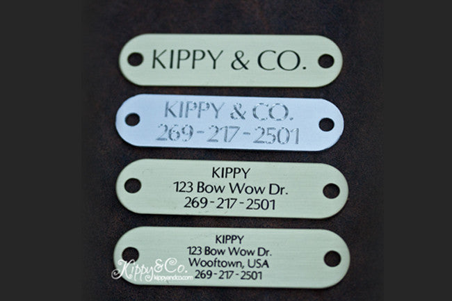 Brass or silver name plates for your custom leather collar